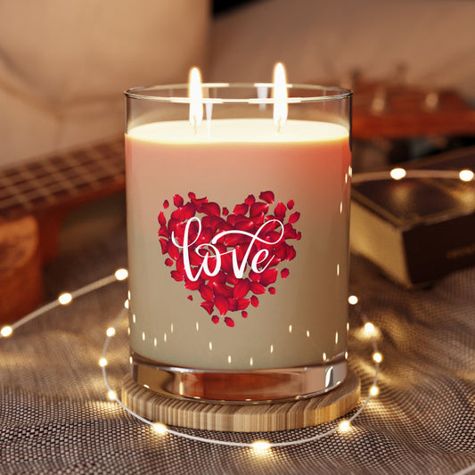Love with heart in Rose Petals, Seventh Avenue Scented Candle, Full Glass, 11oz