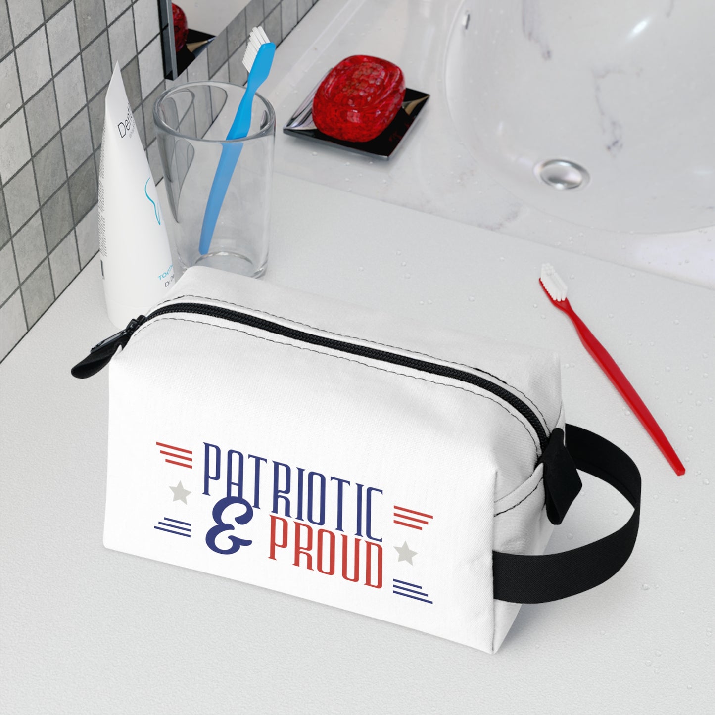 Patriotic and Proud, USA Travel Bag, White