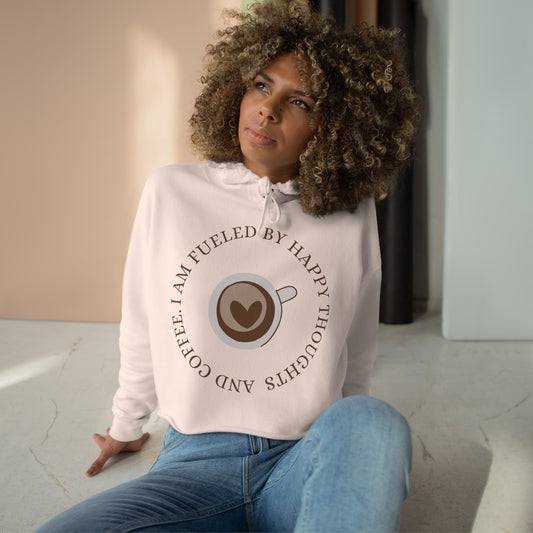 Happy Thoughts and Coffee, Crop Hoodie