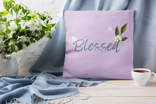 Blessed, Faux Suede Square Pillow 16 x 16