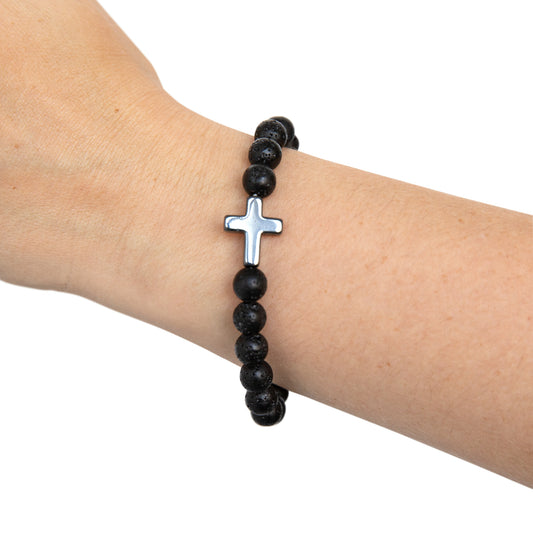 Unisex Cross Bead Bracelet (complete with choice of gift box)