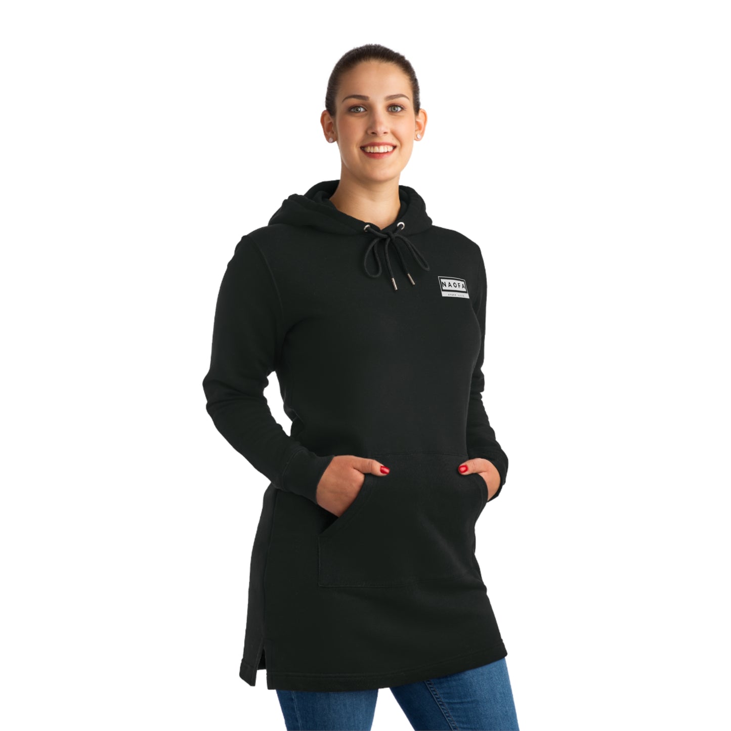 Streeter Hoodie Dress, Naofa Stuff Logo